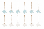 12 x sort. Deko Maritim Hänger Fisch 6x8cm Holz hellblau/natur Fenster
