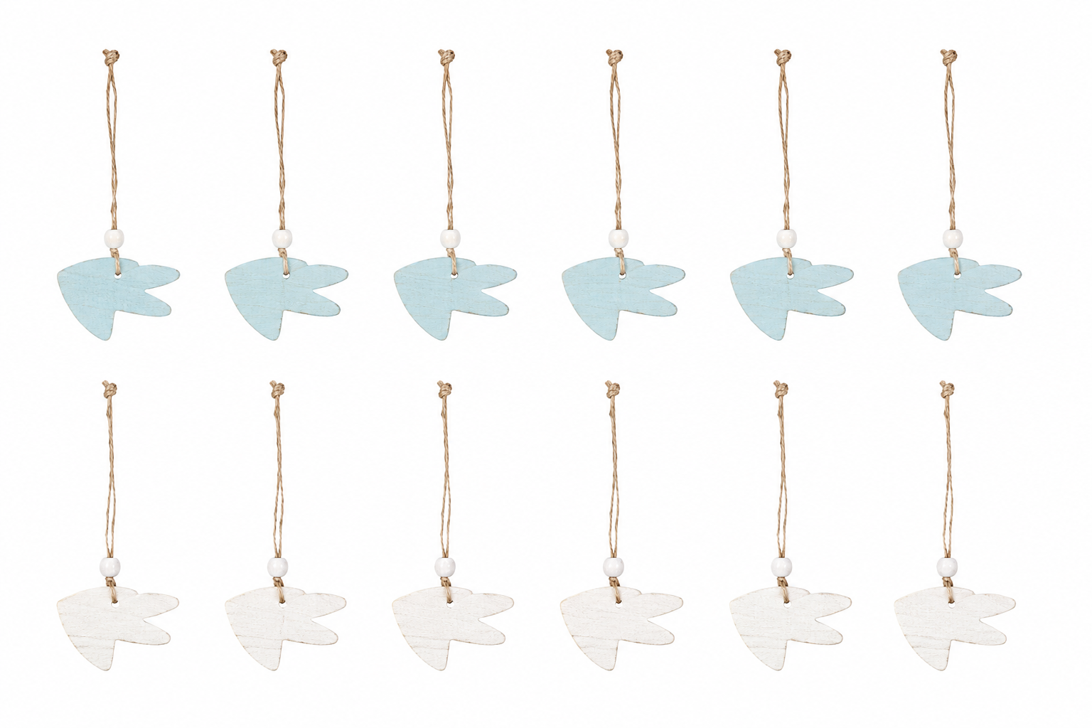 12 x sort. Deko Maritim Hänger Fisch 6x8cm Holz hellblau/natur Fenster