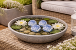 Lade das Bild in den Galerie-Viewer, Schwimmkugel weiß/blau Ø4cm/Ø6cm/Ø7,5cm Blüten Porzellan Gartendekoration Schwimmende Deko Kugeln für Teich, Brunnen &amp; Wasserschalen Elegante Garten Deko 3Größen wählbar

