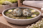 Lade das Bild in den Galerie-Viewer, Schwimmkugel 2fach sort. hellblau Ø4cm/Ø6cm/Ø8cm Blüten Porzellan Gartendekoration Schwimmende Deko Kugeln für Teich, Brunnen &amp; Wasserschalen Elegante Garten Deko 3Größen wählbar
