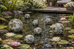 Lade das Bild in den Galerie-Viewer, Schwimmkugel 2fach sort. hellblau Ø4cm/Ø6cm/Ø8cm Blüten Porzellan Gartendekoration Schwimmende Deko Kugeln für Teich, Brunnen &amp; Wasserschalen Elegante Garten Deko 3Größen wählbar
