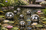 Lade das Bild in den Galerie-Viewer, Schwimmkugel 2fach sort. Silber Ø4cm/Ø6cm/Ø8cm Blüten Porzellan Gartendekoration Schwimmende Deko Kugeln für Teich, Brunnen &amp; Wasserschalen Elegante Garten Deko 3Größen wählbar

