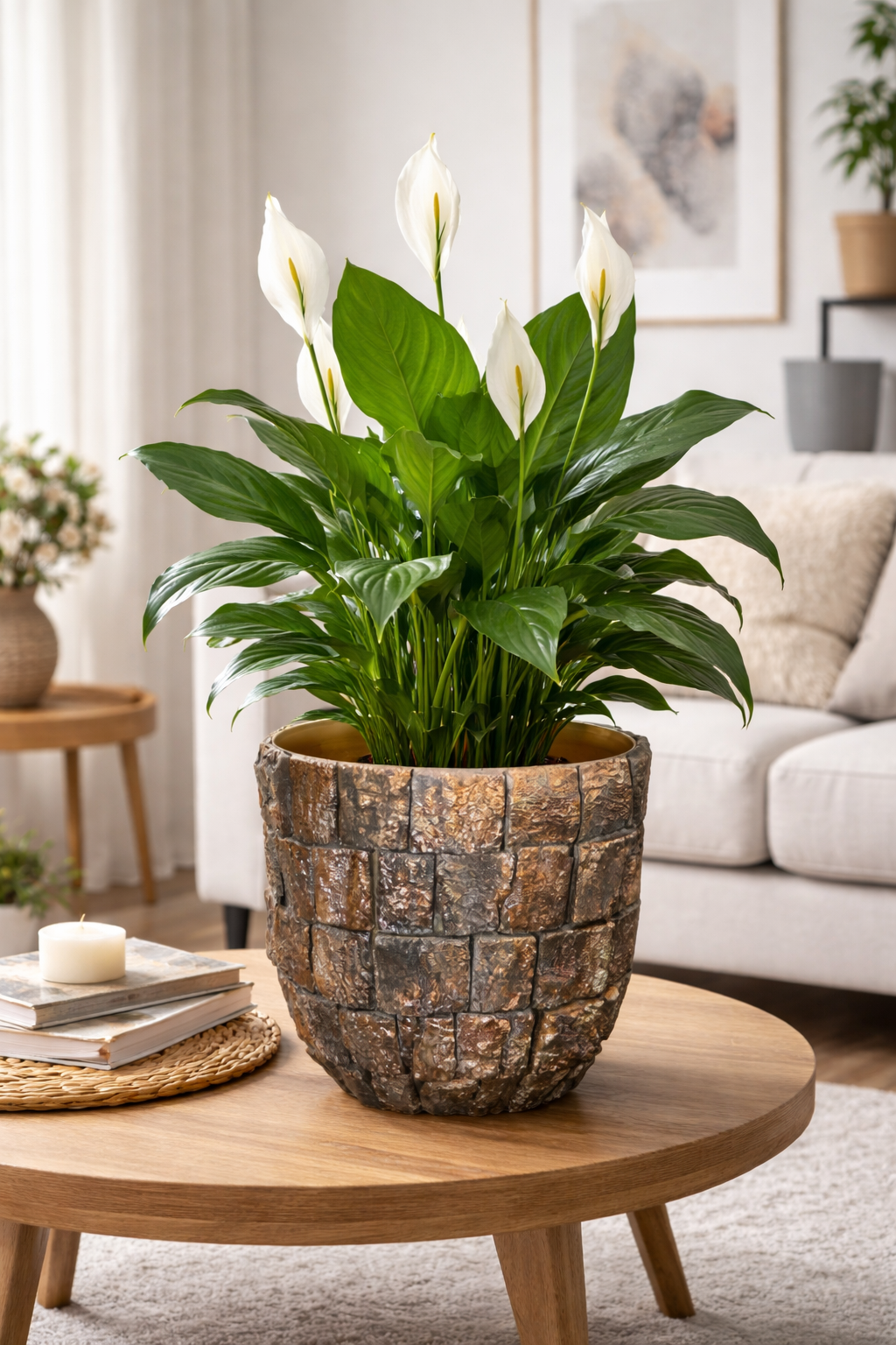 Übertopf Metall Topf Borke natur Blumentopf antik/gold Ø10cm H10cm