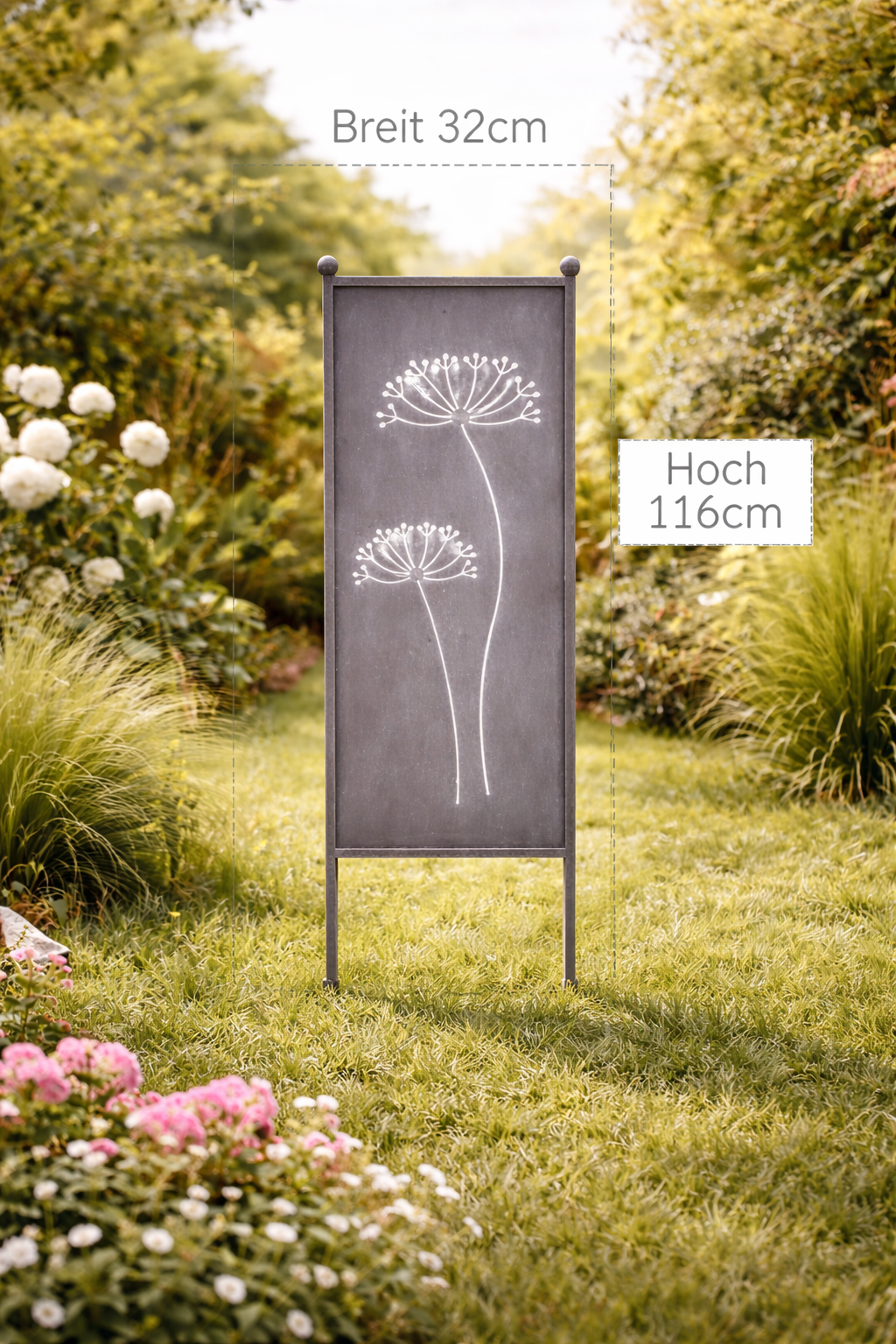 Stele Dolde grau Metall in 3 Größen wählbar