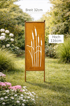 Stele Metall "Schilfkolben" Sichtschutz Edelrost in 3 Größen wählbar