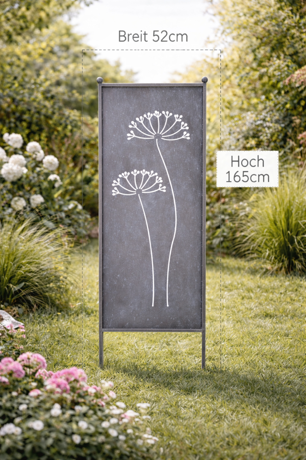 Stele Dolde grau Metall in 3 Größen wählbar