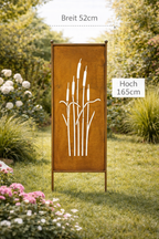 Stele Metall "Schilfkolben" Sichtschutz Edelrost in 3 Größen wählbar