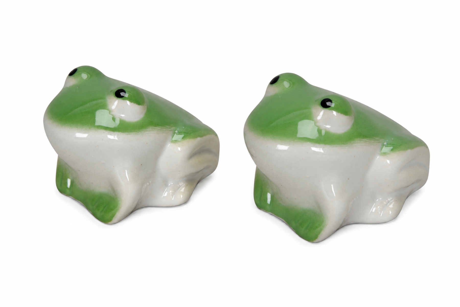 Schwimmfrosch aus Porzellan Grün Dekorativer Schwimmfrosch 2er Set 7x5cm H5cm Niedliche Teich- und Gartendekoration