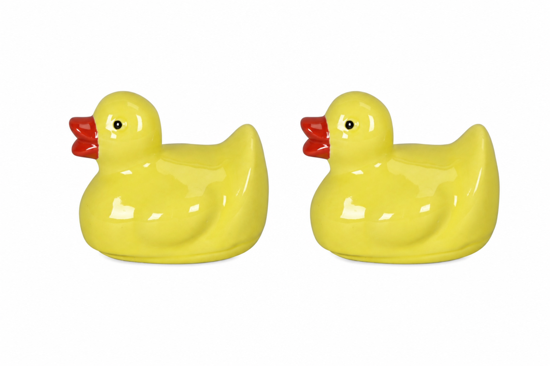 Schwimmente Gelb aus Porzellan Dekorative Schwimmenten 2er Set 10x8cm H9cm Teichdekoration für Miniteich Wasserschale Garten Terrasse und Balkon