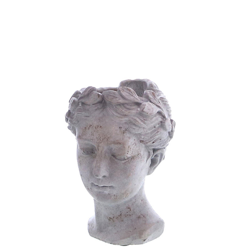 Pflanzkopf Büste Figur zum Bepflanzen Zement Pflanzgefäß antik grau 12,5x11cm H16,5cm