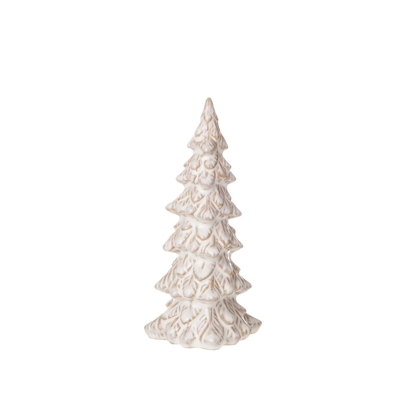 Tanne Keramik glasiert creme Weihnachten Wald 2Größen wählbar