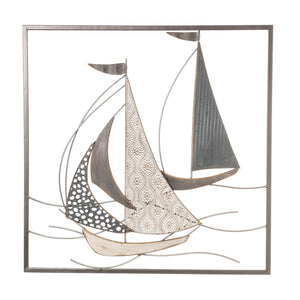 Wandbild Segelschiff Maritim Wandobjekt Bild Metall 50x3x H50cm Deko