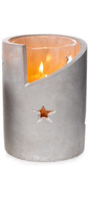 Windlicht mit Glas Stern Beton Ø11cm H13cm