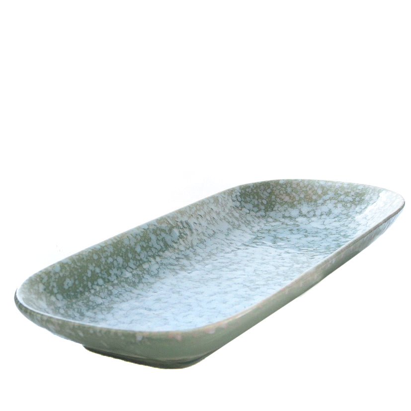 Kerzenschale grün Ø34x14cm H4cm Keramik Tablett