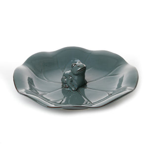 Vogeltränke Keramik 1Frosch glasiert petrol Ø31x8cm Vogelbad Wasserstelle Vogel