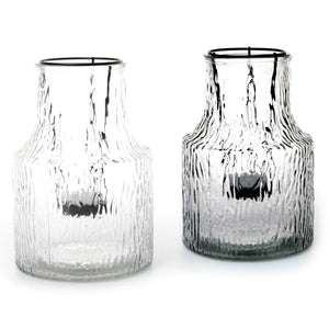 Windlicht mit Teelichthalter 2Fb.sort. Glas Teelichthalter Ø13cm H19cm klar/grau