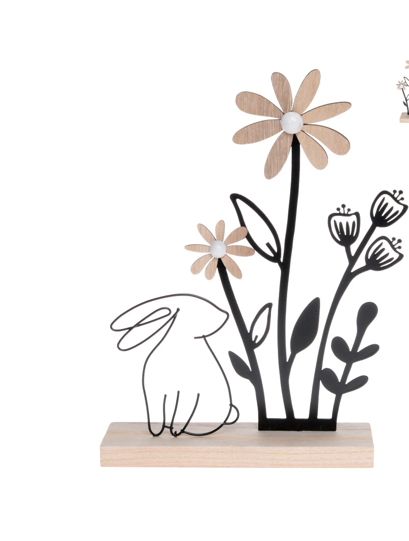Osterdekoration Aufsteller Osterhase Hase mit Blumen Frühling Ostern Deko 19x5cm H27cm