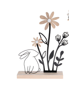 Osterdekoration Aufsteller Osterhase Hase mit Blumen Frühling Ostern Deko 19x5cm H27cm