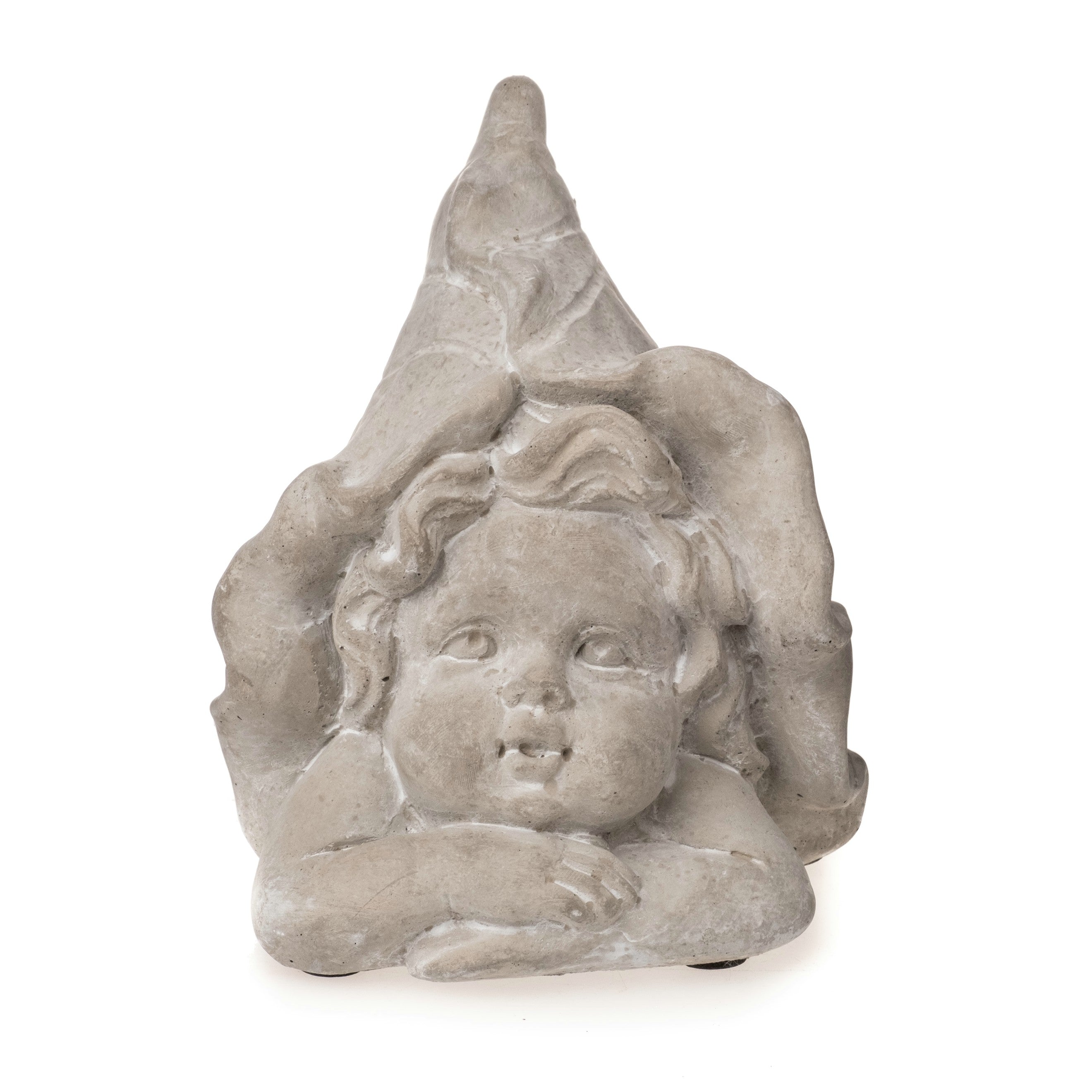 Fee Gartendeko Figuren Gartenfiguren Ø12x11cm H15cm Statue Elfen Skulptur Zement grau gewischt