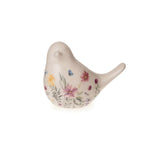 Lade das Bild in den Galerie-Viewer, Vogel Frühling 2erSet Figur weiß-bunt Blumenmuster H7,5cm + H10cm Keramik Skulptur Landhaus 2Größen wählbar
