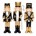 Deko Nussknacker 3er Set schwarz-gold – 20,5 cm aus Polyresin