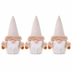 Deko Wichtel 3er Set 16 cm – Weiße Wichtelfiguren aus Stoff Baumwolle & Filz