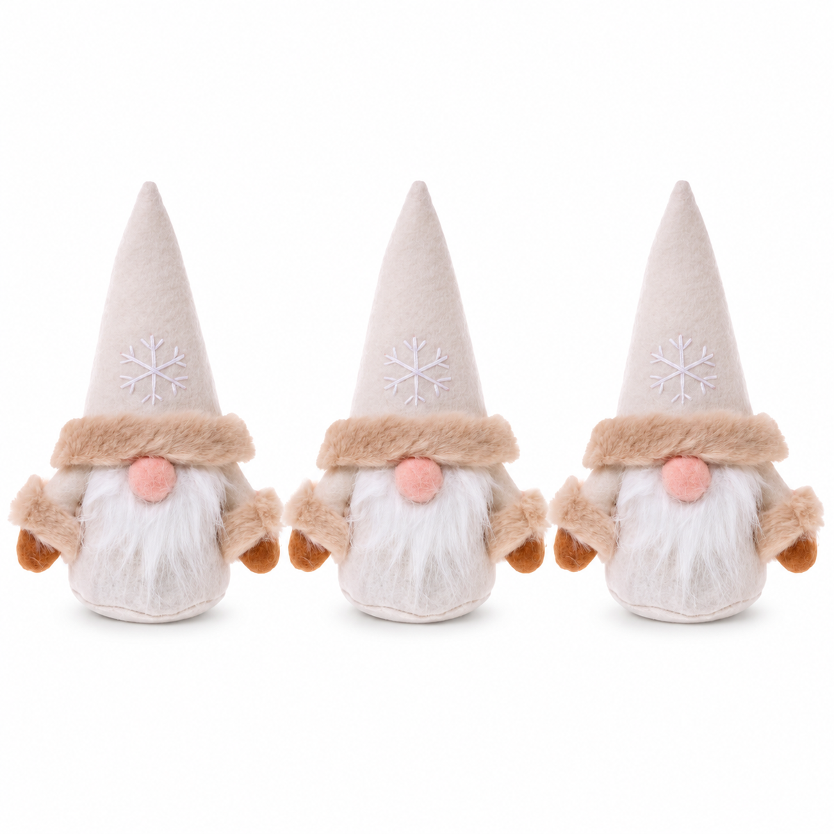 Deko Wichtel 3er Set 16 cm – Weiße Wichtelfiguren aus Stoff Baumwolle & Filz