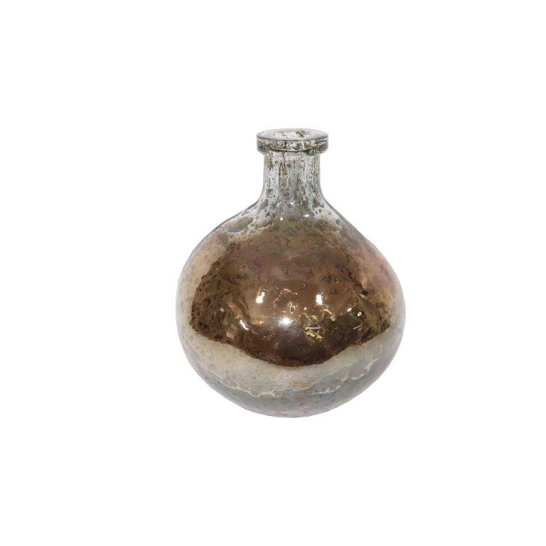 Vase Glas Rundhalsvase bauchig braun StonesLaster Ø16cm H19cm