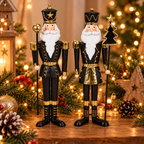 Deko Wachmänner 2er Set schwarz-gold – 36 cm aus Eisen