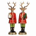 Hirsch Deko 2er Set rot-grün – 25 cm aus Polyresin