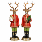 Hirsch Deko 2er Set rot-grün – 25 cm aus Polyresin