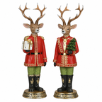 Hirsch Deko 2er Set rot-grün – 32 cm aus Polyresin