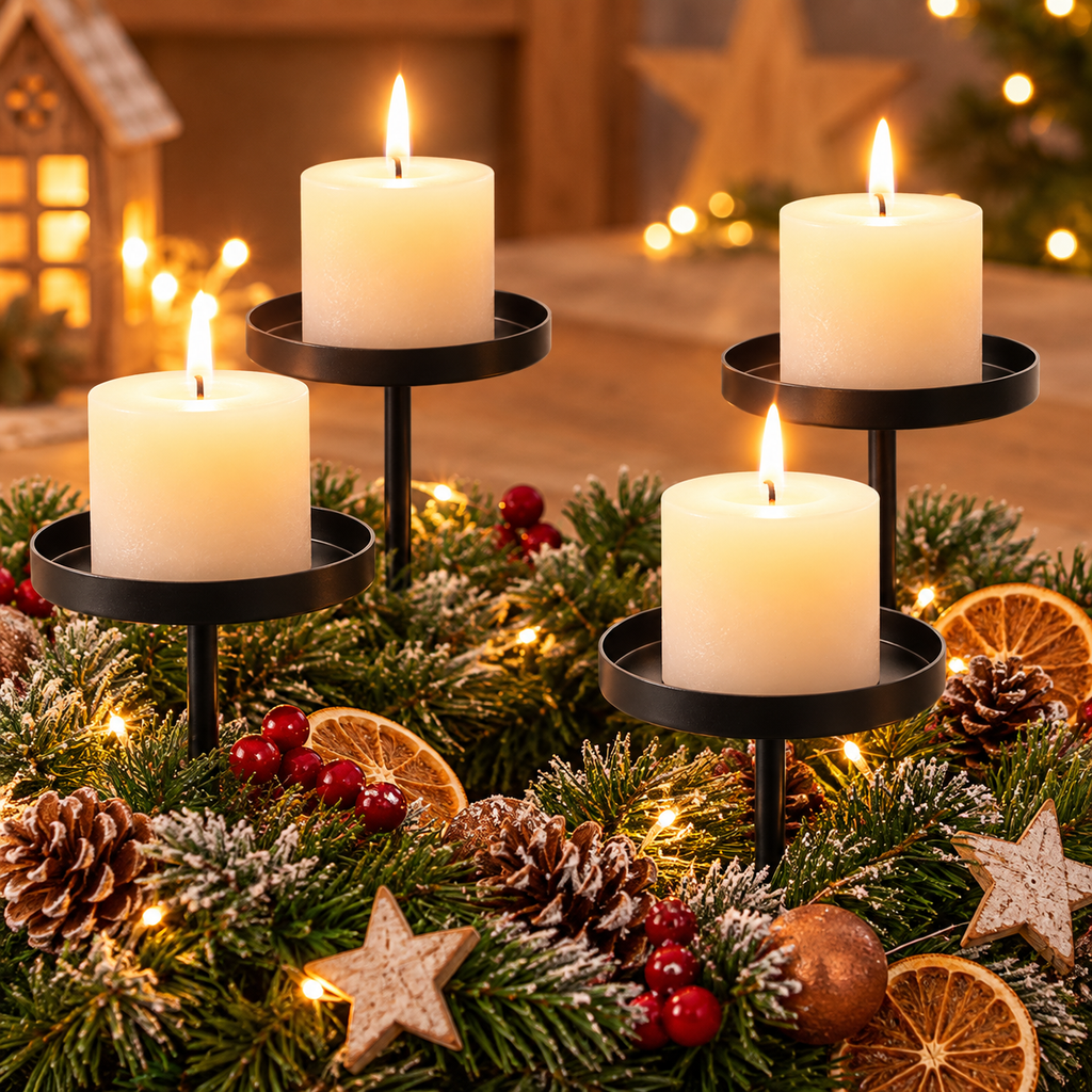 Adventskerzenhalter 4er Set – Kerzenhalter für den Adventskranz