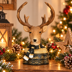 Hirschbüste schwarz-gold – 26 cm Dekofigur aus Polyresin