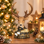 Hirschbüste schwarz-gold – 21 cm Dekofigur aus Polyresin