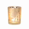 Teelichtglas Tanne Gold – Weihnachtsdeko 10 x 12,5 cm