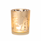 Teelichtglas Tanne Gold – Weihnachtsdeko 10 x 12,5 cm