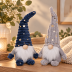 Wichtel 2er Set Blau Grau – 25 cm | Winterliche Weihnachtsdeko