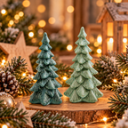 Porzellan Tannen 2er Set – Weihnachtsdeko in Hellgrün und Grün