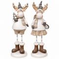 Elch 2er Set Beige Weiß – 19 cm | Polyresin Weihnachtsdeko