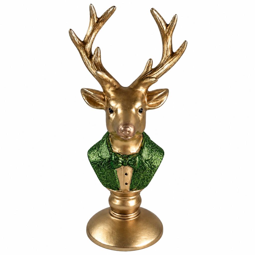 Hirschbüste metallic grün – 28 cm Dekofigur