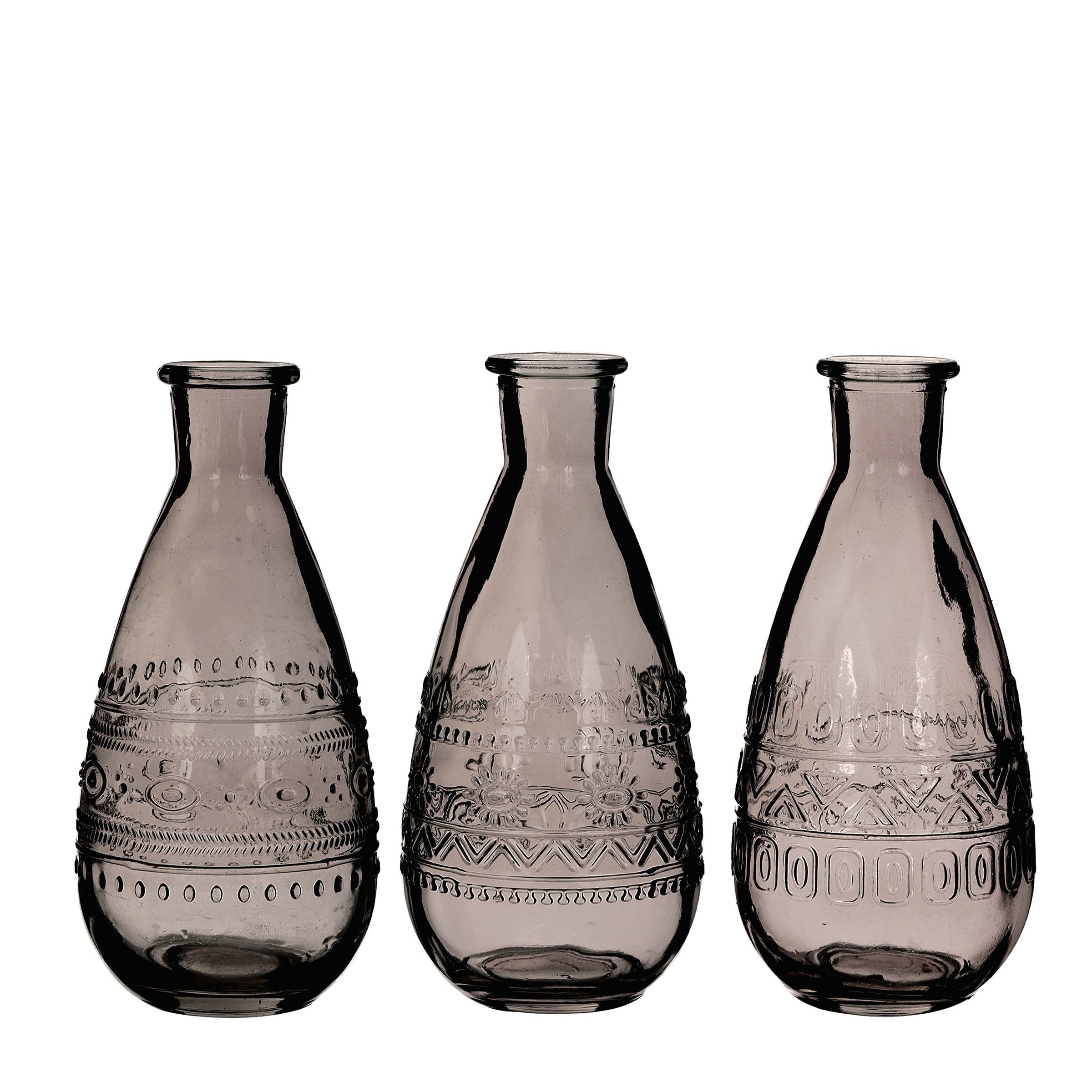 Glasflasche 3fach sort. Flasche Vintage Vase grau Ø7,5cm H15cm