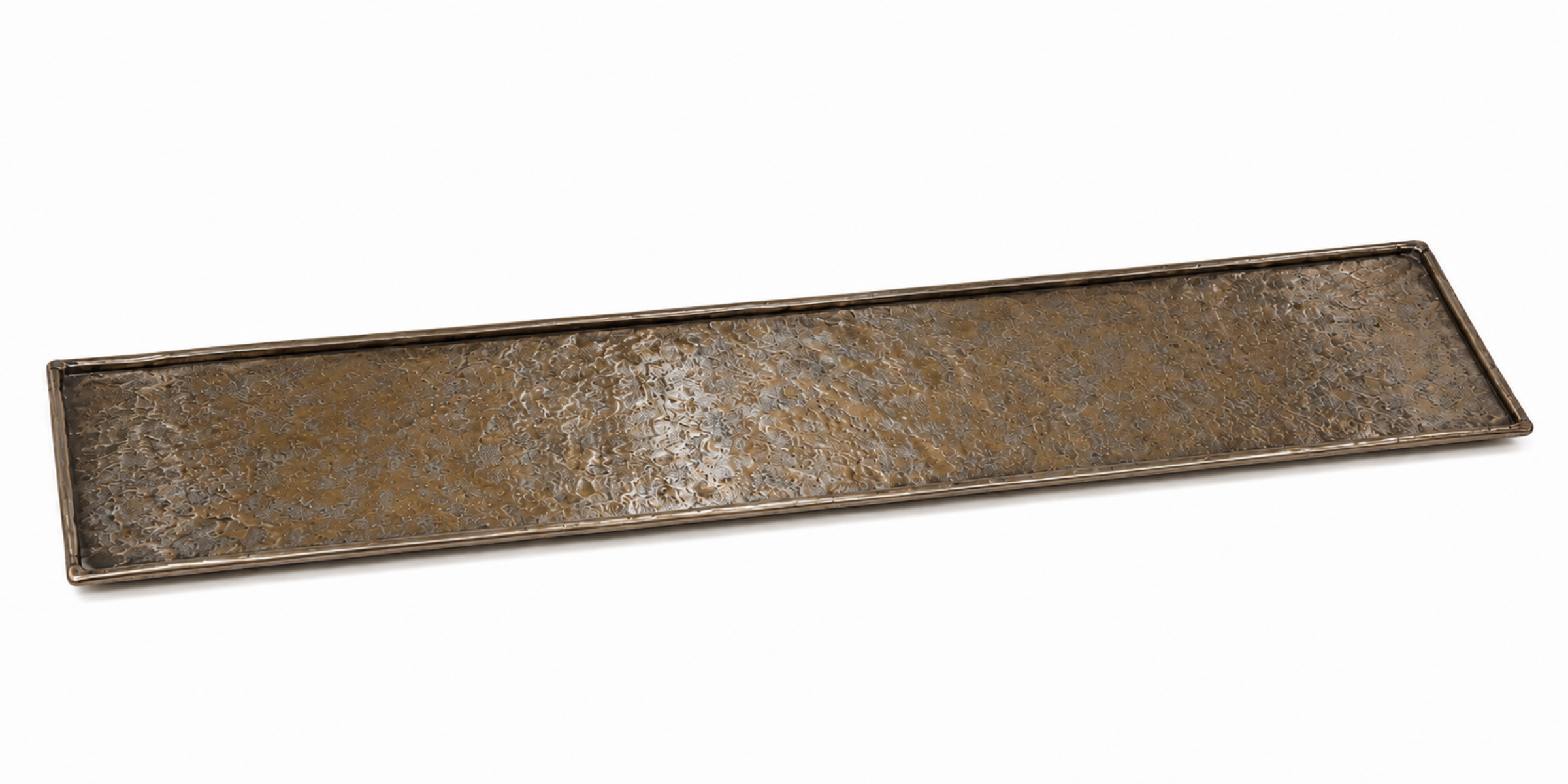 Tablett Messing Optik 80 x 15 cm – Rechteckiges Dekotablett aus Metall – Elegantes Wohnaccessoire für Kerzen, Vasen & Dekoration – Modernes Serviertablett im Vintage-Look