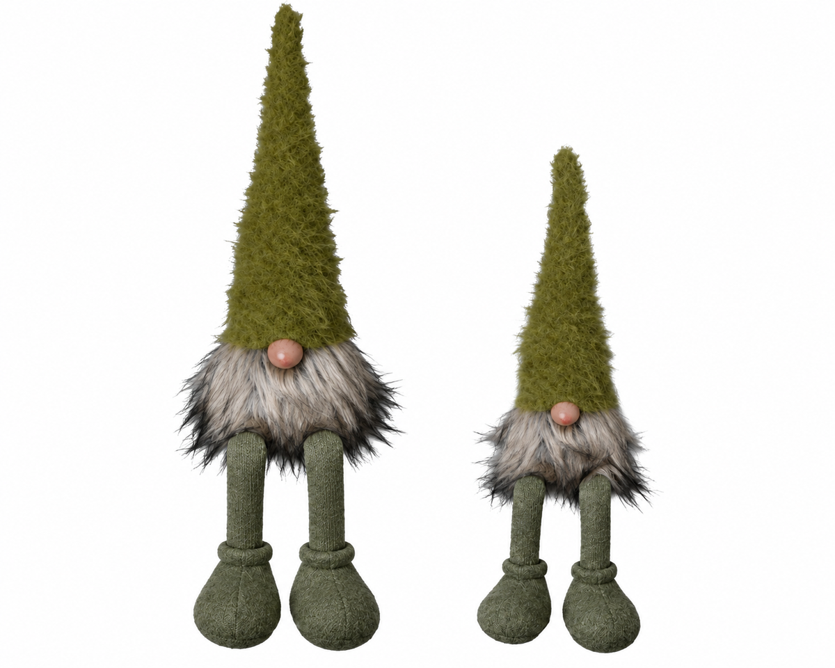 Gnom Lilian grün aus Filz – Wichtel Figur & Skulptur für Herbstdeko, H37 & 50 cm 2Größen wählbar