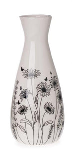 2x Vase Blumenvase DOLOMIT weiß/schwarz Ø7cm H16cm Tischdeko Blumenwiese
