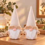Wichtel 2er Set Weiß – 24 cm | Weihnachtsdeko aus Filz und Baumwolle