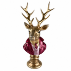 Hirschbüste Metallic-Burgundy – 35 cm Dekofigur