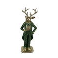 Polyresin Hirsch stehend 27 cm in Grün – Dekorative Hirschfigur als Skulptur & Wohnaccessoire