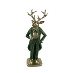 Polyresin Hirsch stehend 27 cm in Grün – Dekorative Hirschfigur als Skulptur & Wohnaccessoire