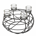 Metall Adventskranz Kerzenhalter Ø 39 cm – Schwarz mit 4 Gläsern